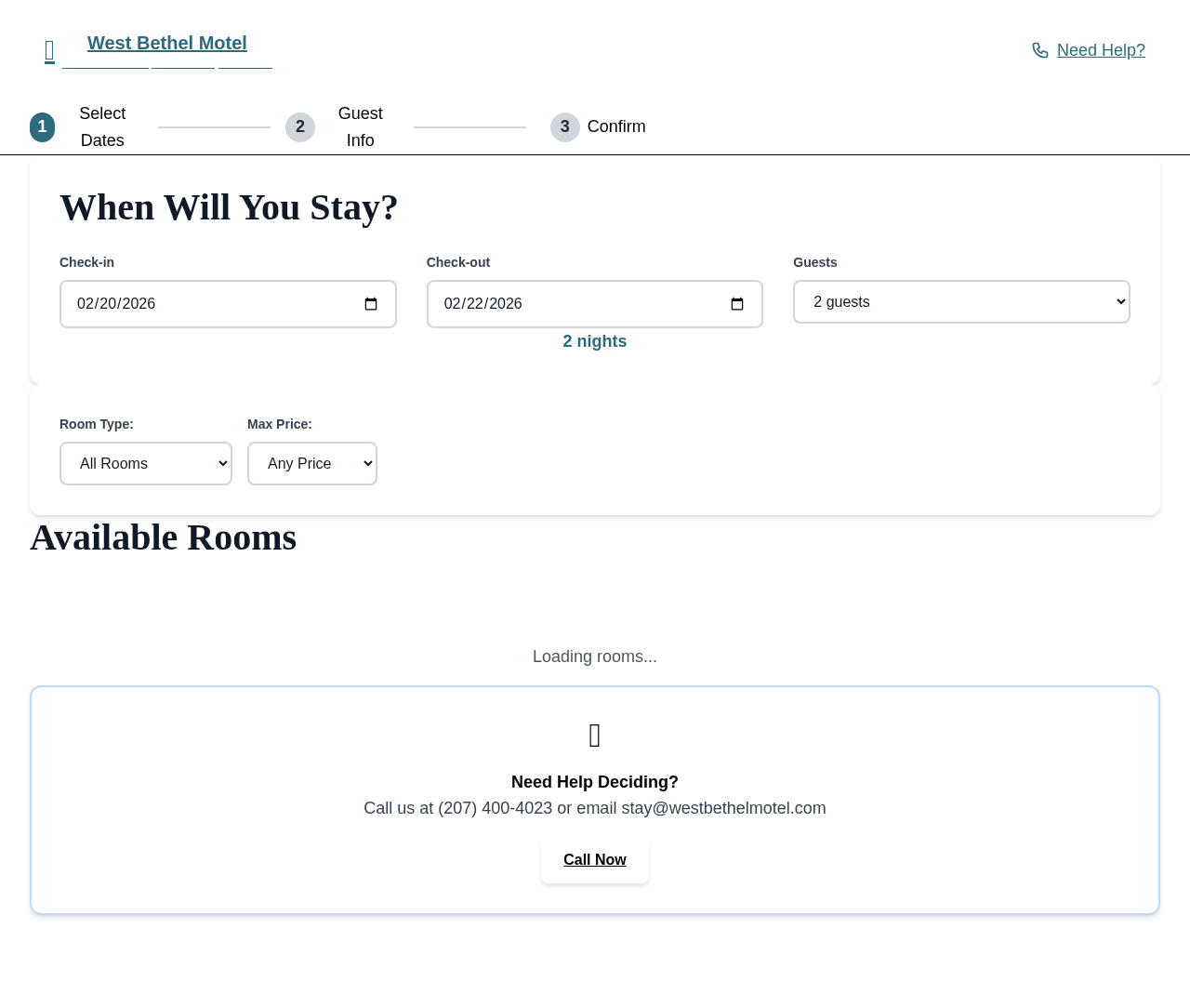 Primary booking page