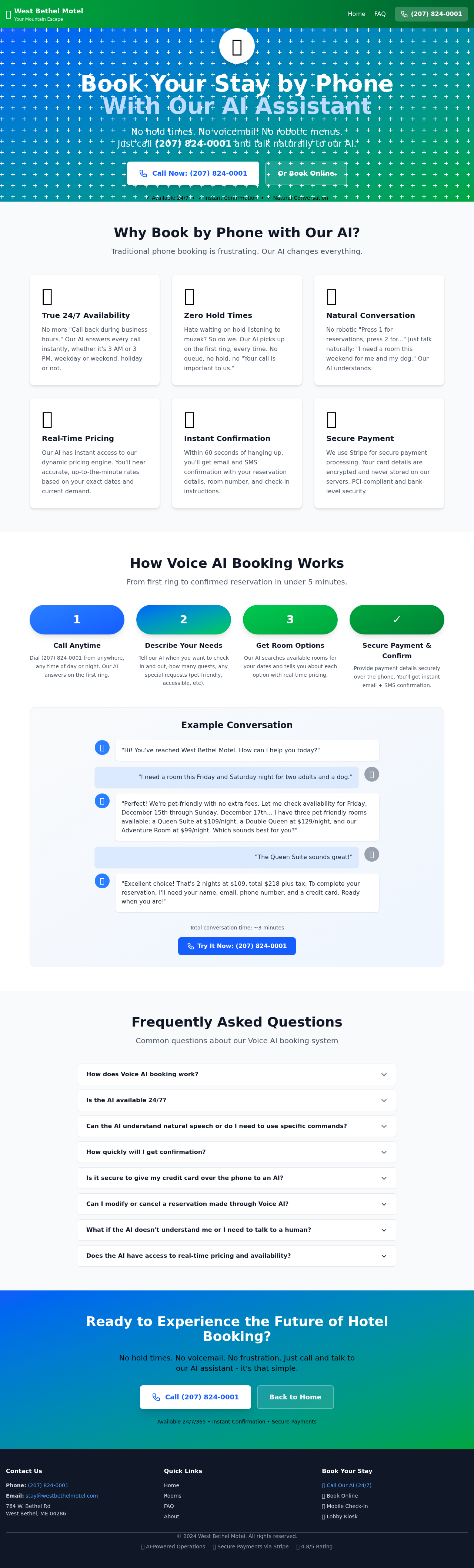 Voice AI booking page